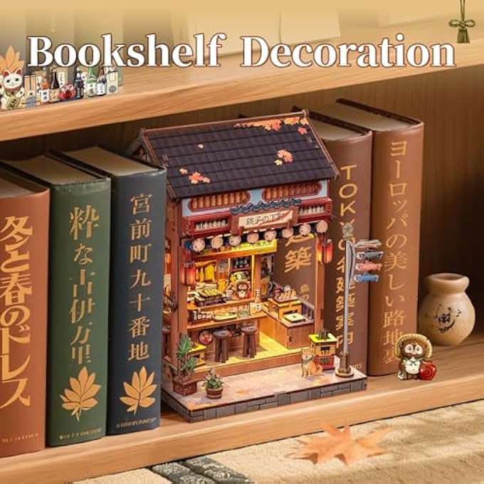 BOOK NOOK JAPAN 3D WOODEN PUZZLE KIT FOR ADULTS, DOLLHOUSE, SHELF DECORATION, GIFT FOR FRIENDS AND FAMILY (CHOSHI NO SHITAMACHI) - Image 4